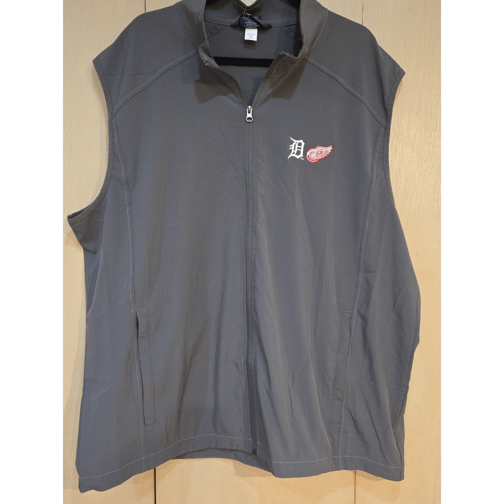 NWT Detroit Tigers Red Wings Vest Men's XXL Charles River Pack-N-Go Gray
